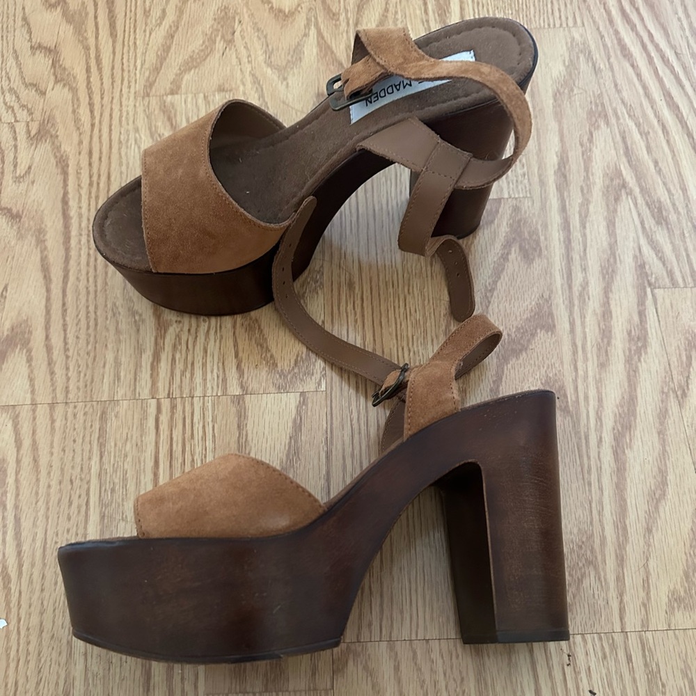 Steve Madden Lulla Platform Sandals Chestnut Size 39/8.5/9